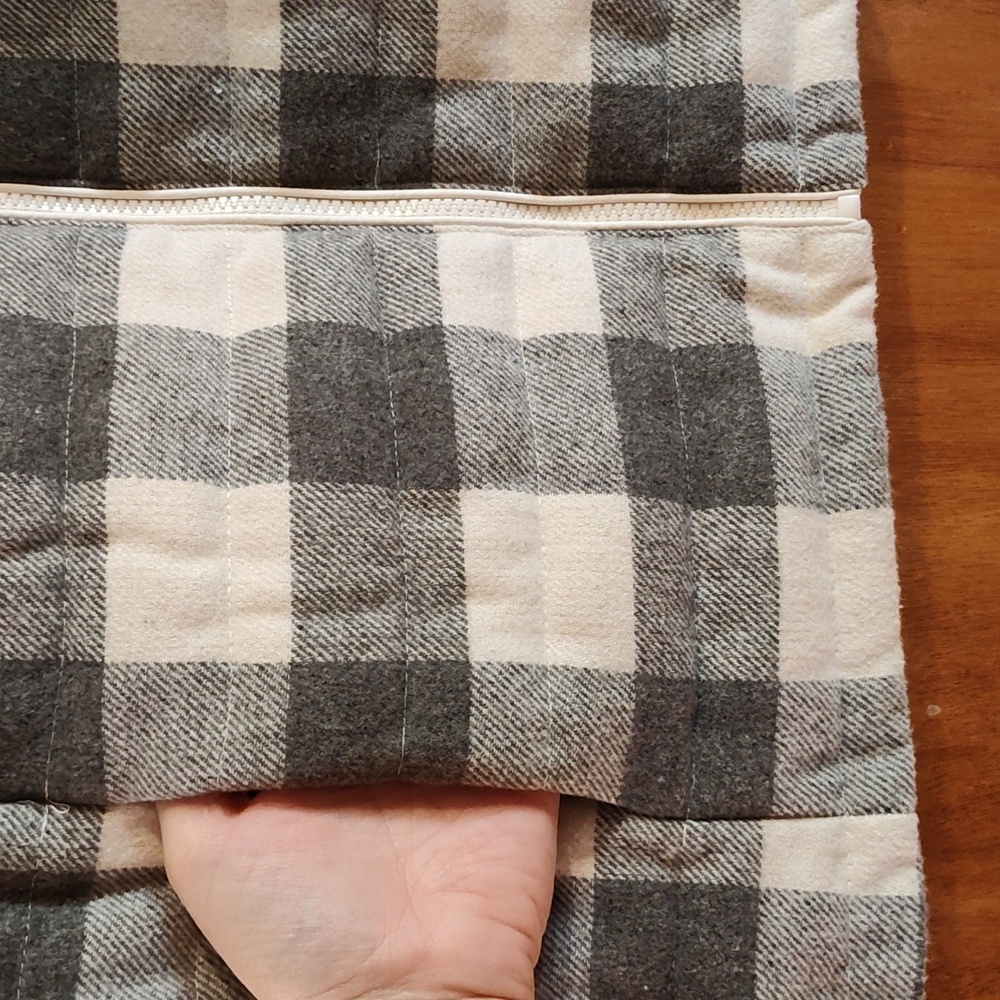 Ruff Hewn Womens Wool Blend Puffer Vest Gray Cream Plaid Flannel Quilted Size 3X - Picture 5 of 12